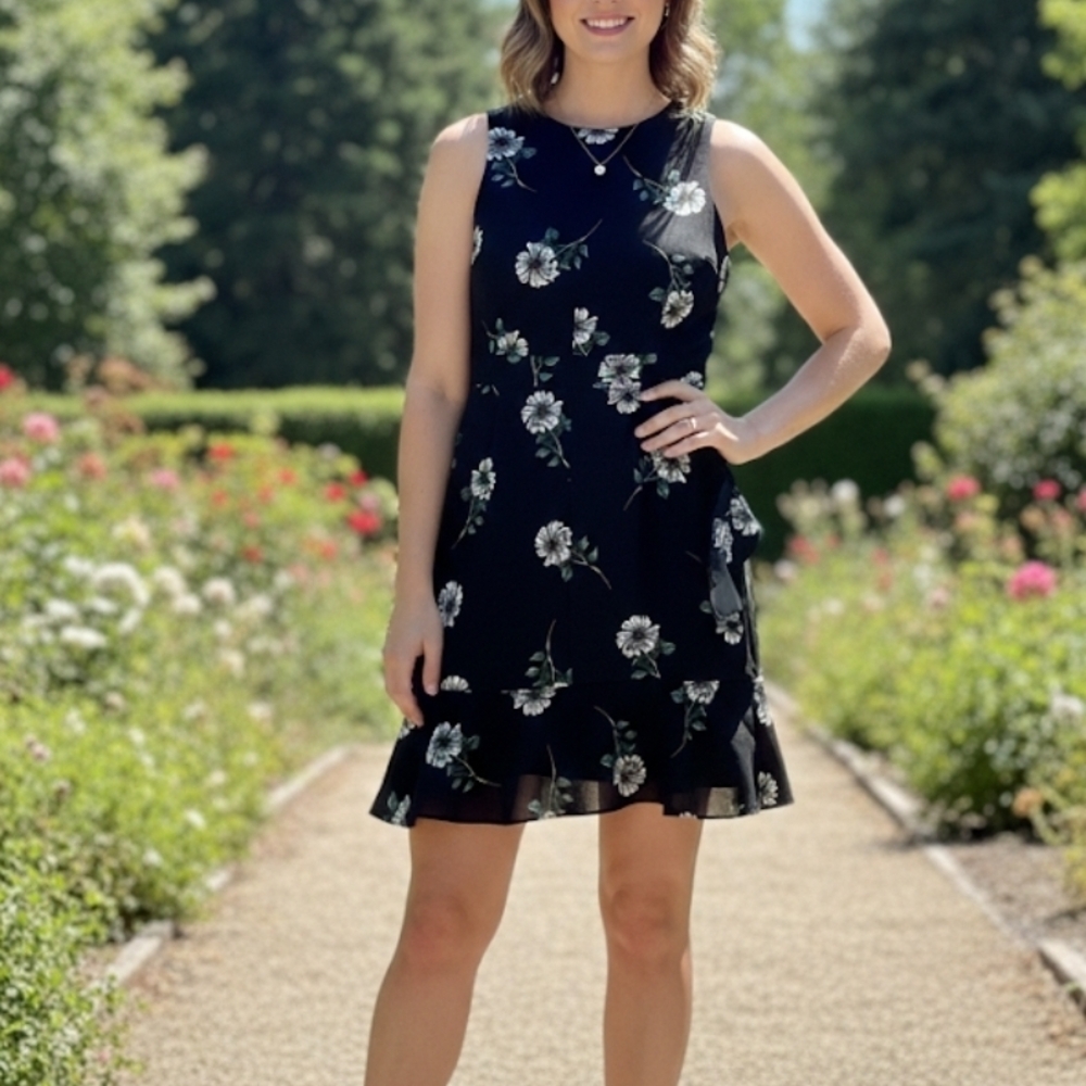 Banana Republic Black Floral Mini Dress